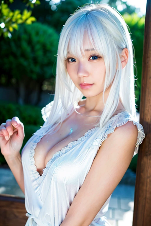(8k, highest quality, masterpiece:1.2)highest quality, 1peopleの何も着ていない女の子, (Skin dents), (Huge ),(Beautiful nipplesail) , (Day),  bright, Blur the background, Outdoor, (street:0.6), (people々, crowd:1), (blouse:1.5), nice, (white hair:1.5), (floating hair:1.5), (Dynamic pose:0.8), ayanami_king,Soft lighting, Wind,garden,In detail, Official Art, Absurd, incredibly Absurd,Large file size,  Scenery bag,Highly detailed eyes and face, Beautiful fine details,Plug Suit, star_\(null\), length_hair, Open bodysuit, ((Ultra-Realistic Details)), Shadow, Octane Rendering, 8k,Solar flare, soft Shadow, Vibrant colors, Painterly effect,reflection, Peaceful atmosphere, Ultra Sharp,Metal,Complex, Decorations detailed, Cool colors, highly Complex details, Realistic Light, CGSociety Trends, Glowing Eyes,