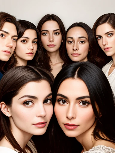  gathered group of elegant rare and beautiful italians , focus on face