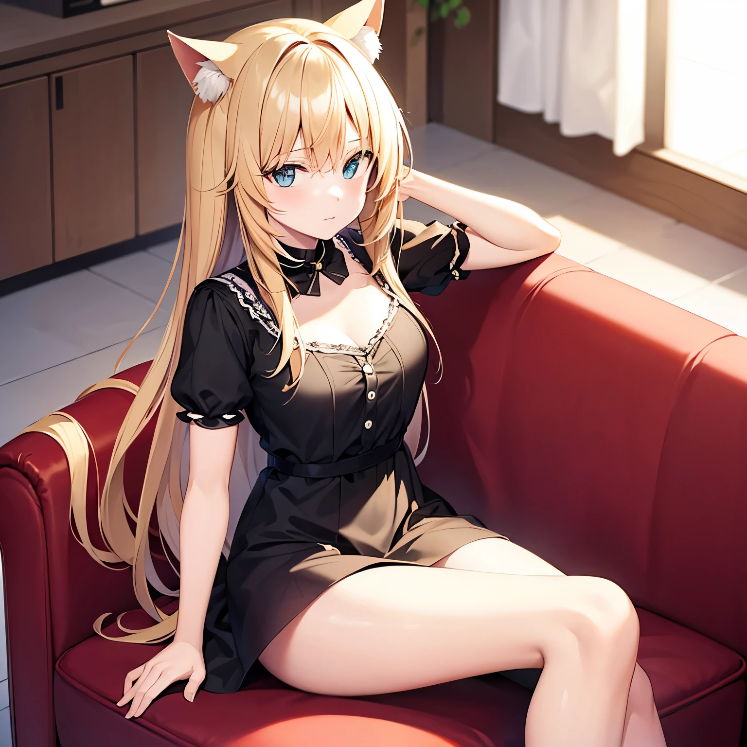 catgirl sitting on a couch
