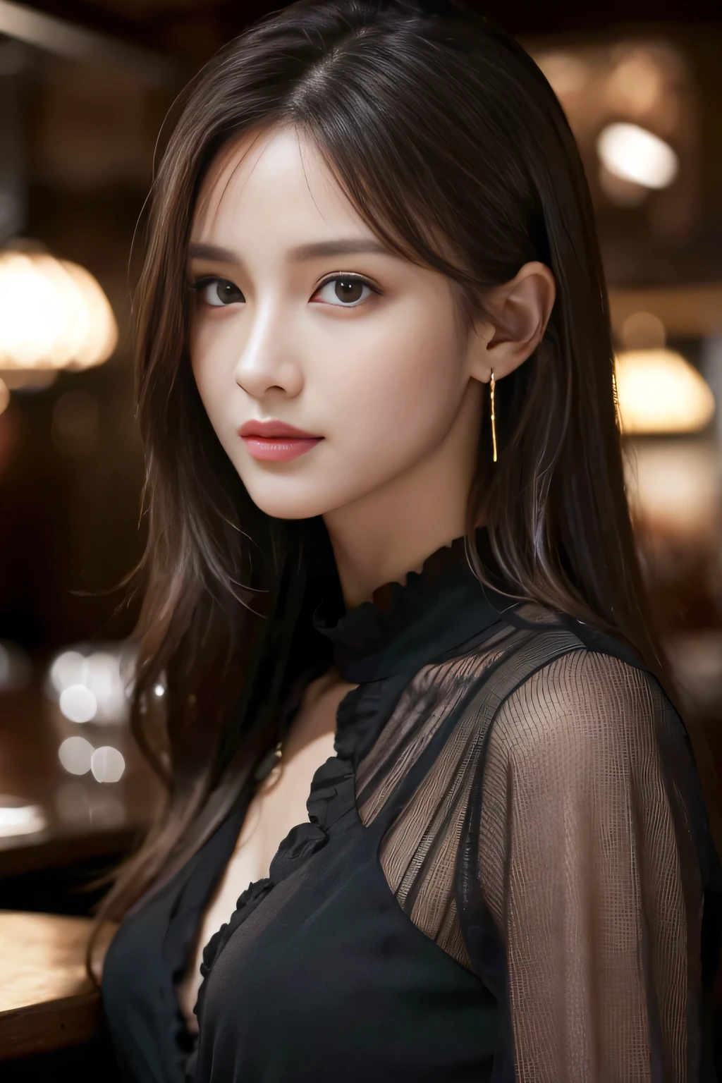 A woman in a black dress posing for a picture - SeaArt AI