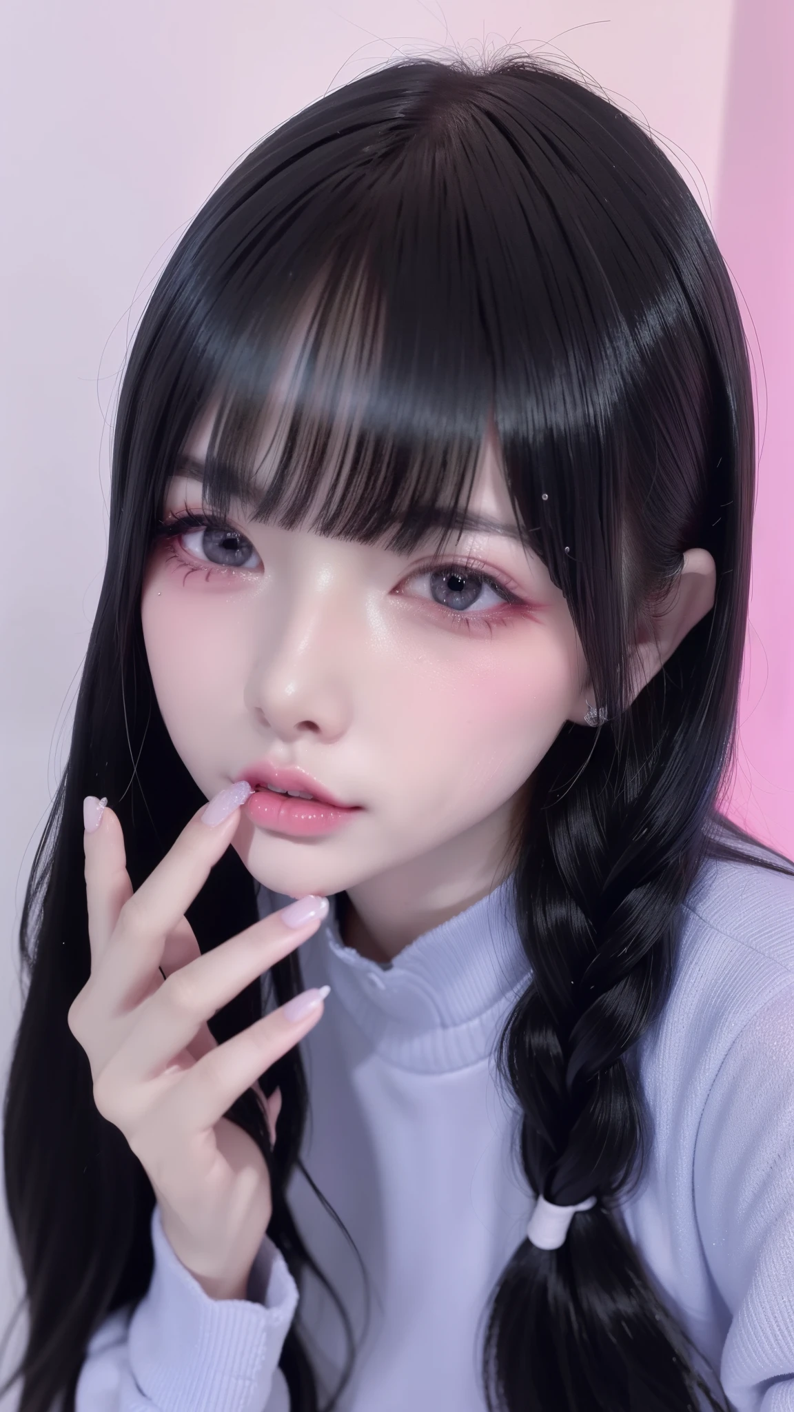highest quality、8k、32k、masterpiece、nsffw:1.2)、One Girl、Girl with long hair、two beautiful japanese women、Black-haired、Braiding、Heavy bangs、Hair length、
(mega boobs), (((Safe and secure、Zero Two、everyone、safety sensor、Absolutely safe、SFW:1.8, safety)))、
masterpiece、Official Art:1.2, highest quality, Ultra-high resolution , employment、ultra employment、8k, 32k、(Main light at 45 degrees from the front,Subsidy Light、Soft Backlight、A colour palette to suit your mood、Lighting to suit the mood, Accurate human body、Correct five-finger、RAW Photos、reality: 1.4, Written boundary depth, chromatic aberration, Caustics, Wide Light, Cinema Lighting、Ambient Lighting、Detailed Background、Focus on the girl、Background Blur)、((Oily skin:1,5)), Oval Face, pore,(Sparkly red glitter gloss eyeliner:1.1),((Away from Camera)),( jirai make up:1.2, Colored contact lenses、Lip gloss, eyebrow、Long eyelashes、Jirai Girl, Jirai Type Makeup:1.3、Long black hair)、High school girl uniform、Big cleavage、Absolute area、Downtown at night、Are standing、Poses waiting for someone、Lots of crowds、