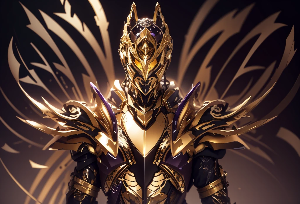 The color changes to gold and purple，Some gold and purple（Ensure its layering and armor texture，There are a lot of mechanical textures，Gold as the main color，Purple as a secondary hue，Appears as a decorative color on the chest）