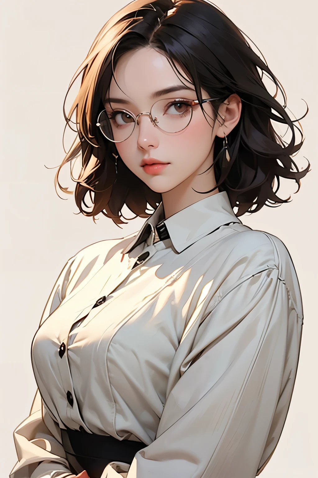 (highest quality、masterpiece)、(Concept Art)、(Avatar)、(icon)、((One Woman))、((alone))、((whole body))、office lady,suit,pantyhose,short hair, Messy Hair, Semi-rimless eyewear,(Looking into the camera)、 (from the front)、 (Soft Light)、(Soft Shading)、 (pastel colour)、(ink)、(Sketch Style)、(bright)、(Sargent-style watercolor)、(Edmund Leighton Style)、((White Background))、((Blank Background))、
