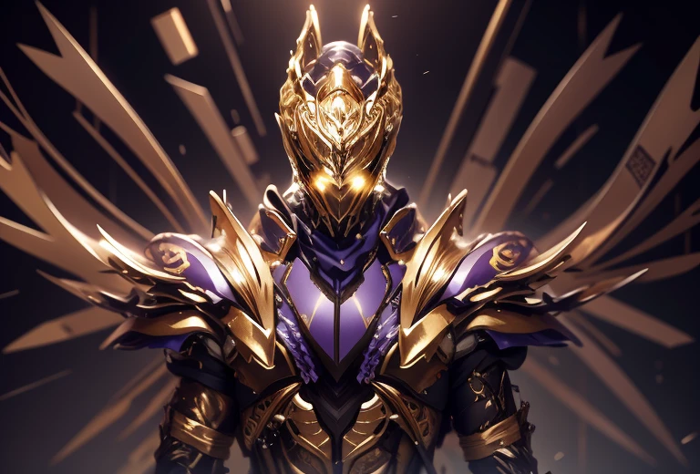 The color changes to gold and purple,Some gold and purple(Ensure its layering and armor texture,There are a lot of mechanical textures,Gold as the main color,Purple as a secondary hue,Appears as a decorative color on the chest)