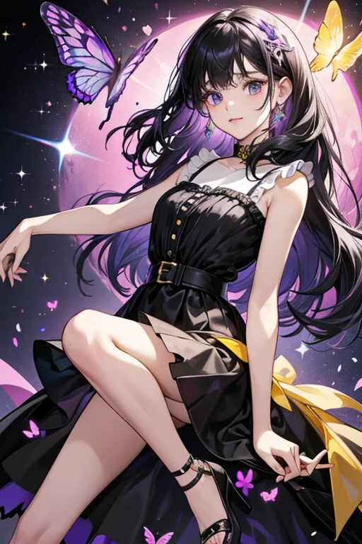 gothic、Harness、purple、long hair、punk、FullBody、FromFront、high resolution、High resolution