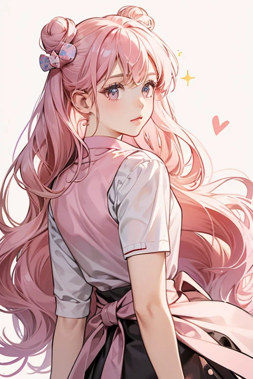 She has long pink hair with large twin buns and small tufts sticking out on her sides. She also wears a large light pink polka-dotted bow on the front of her hair.

Casually, Momona is seen wearing a uniform-like pink and white shirt with a red tie. Along with that, she wears a black skirt with a pink sweater tied around her waist. She also wears white socks and brown loafers and has a light pink beaded bracelet with a bow matching the one on her head. In her Lady form, she wears a pink and white formal dress. She also keeps the same hairstyle. SPARKLE; GLITTER