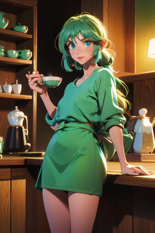 saria anime pelo verde botas cafe