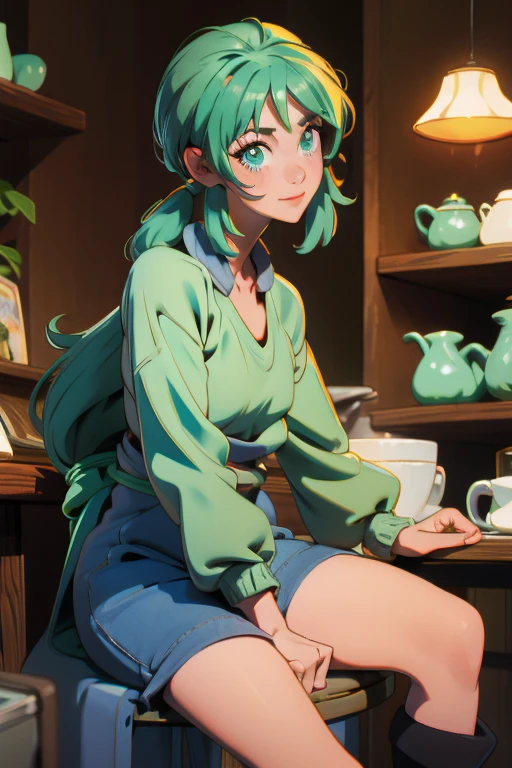 saria anime pelo verde botas cafe