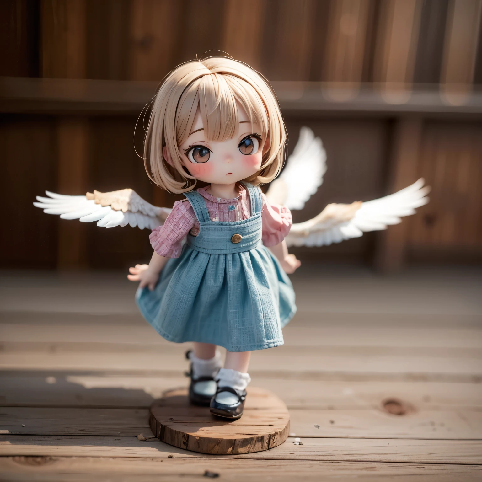 Photorealistic、Chibi Girl Doll(A flying through the sky on the back of an eagle)