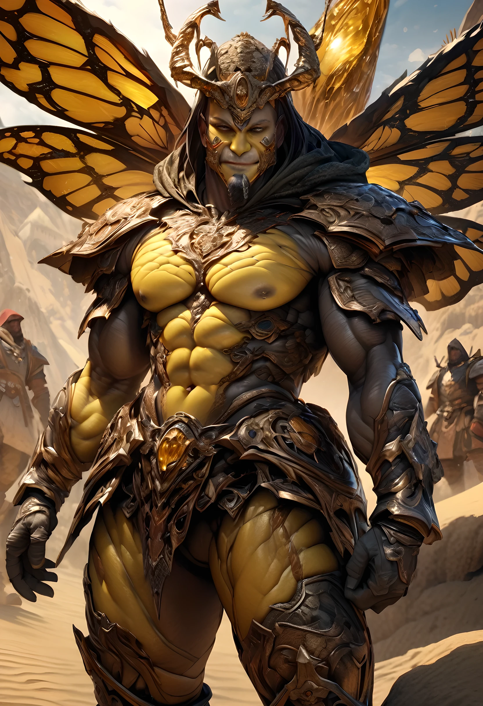 ((Golden eagle head、Golden eagle face))、Best Quality, masutepiece, High resolution, artist name, Mayor's career, Starry sky, Tech Metropolis, Night, 1boy,((Golden eagle head、Golden eagle face))、Asians, exaggerated muscles, robust, Full body, (tattoo all:1.2) Perfect face, Black hair, Black jacket, Black tie, Brown eyes, Sleeveless Dress Shirt, gaze at the audience, Golden tie, reality, Shirt, Solo, wing collar、​masterpiece, top-quality, hightquality, hight resolution