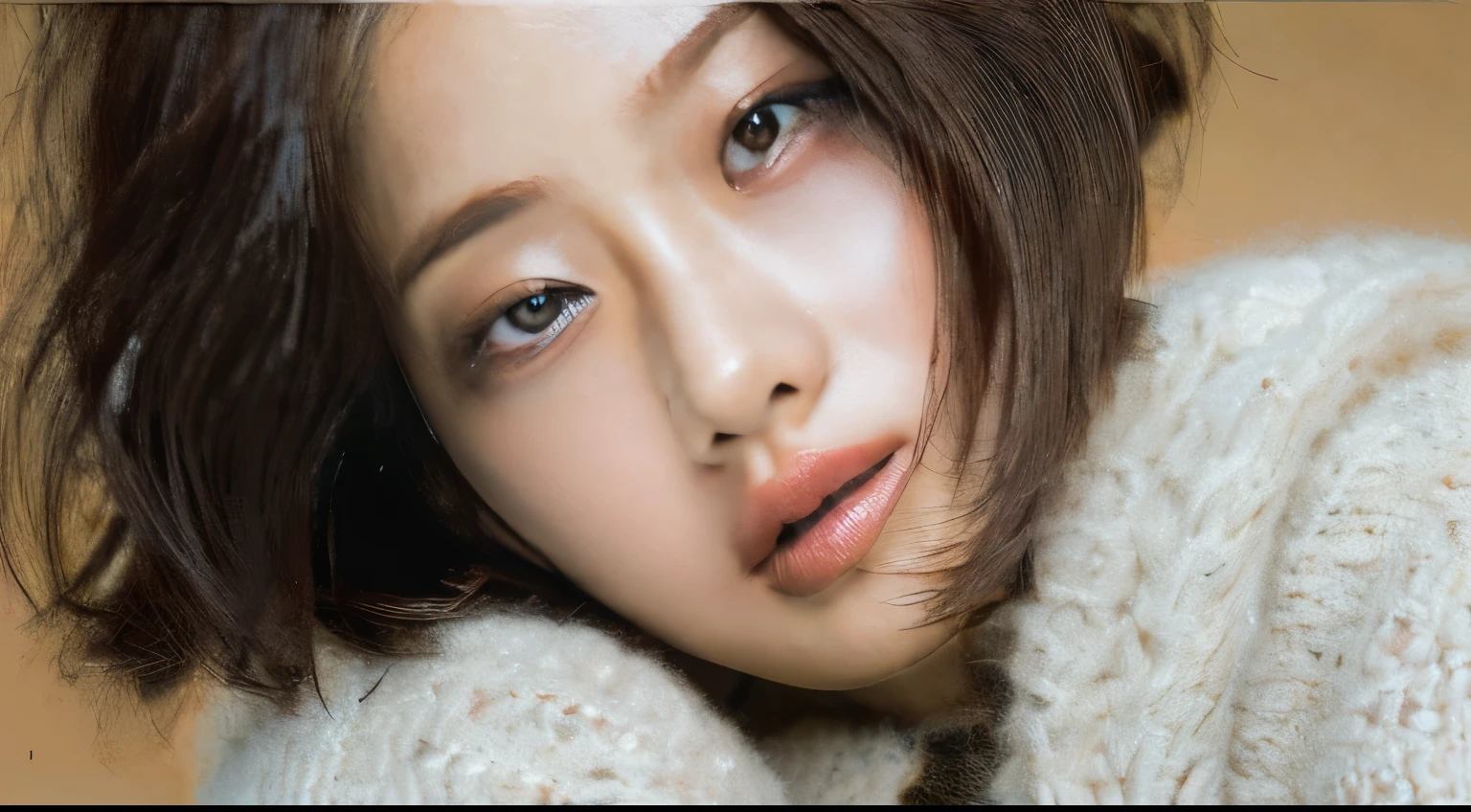 (Best quality, 8K, Masterpiece:1.3), 1 girl, (Abs:1.3), (Short to medium hair, Busty:1.2), Cardigan:1.1, Ultra-detailed face, Detailed eyes, Double eyelids
