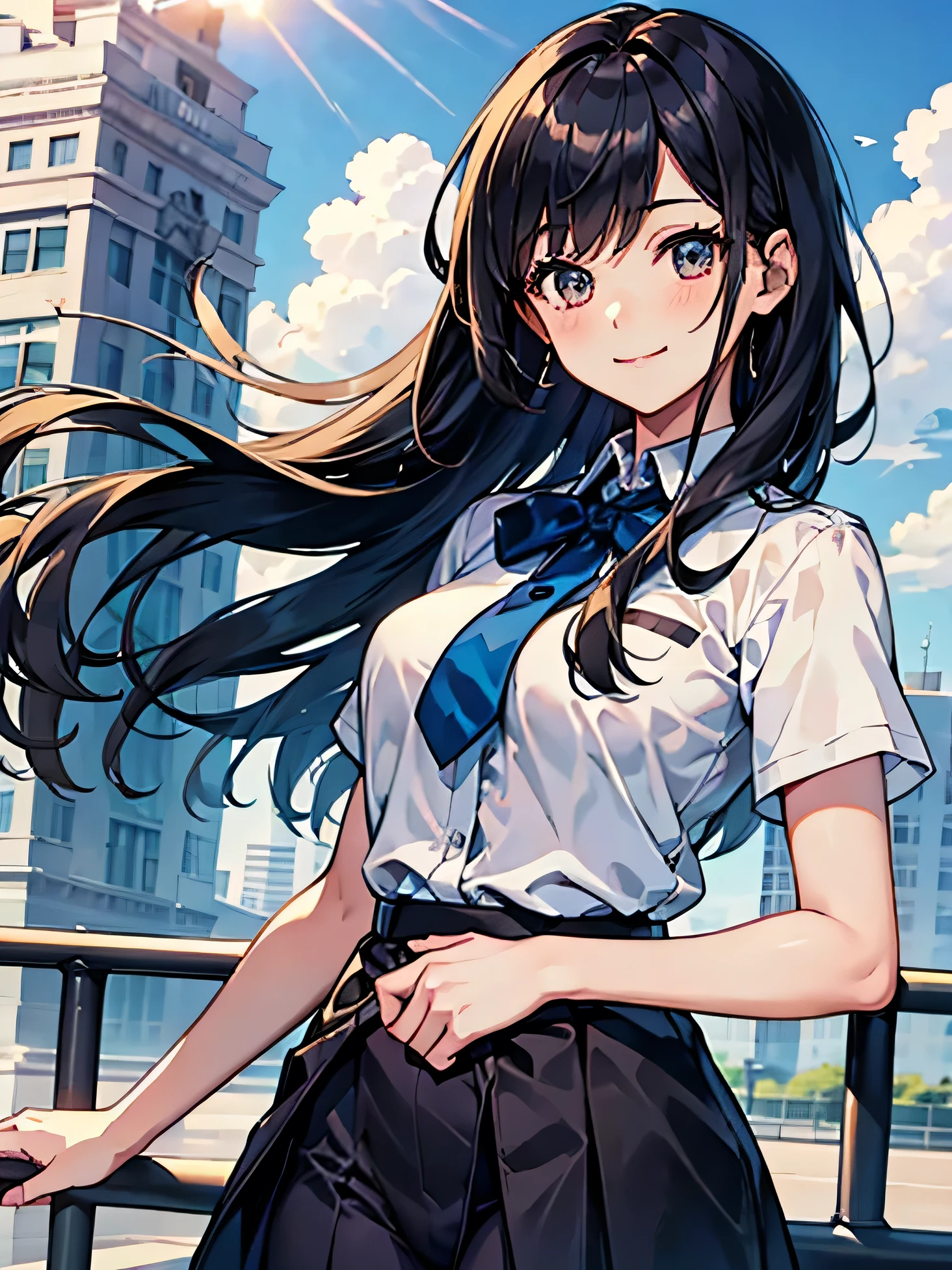 Black Hair,Beauty,High School Students,gentle,cute,Sunshine Girl,A big smile,whole body,detail,good body shape,beauty,Long fluttering hair,Waist-length hair,slim,Good shape,Girlish feeling,cute clothes,HD