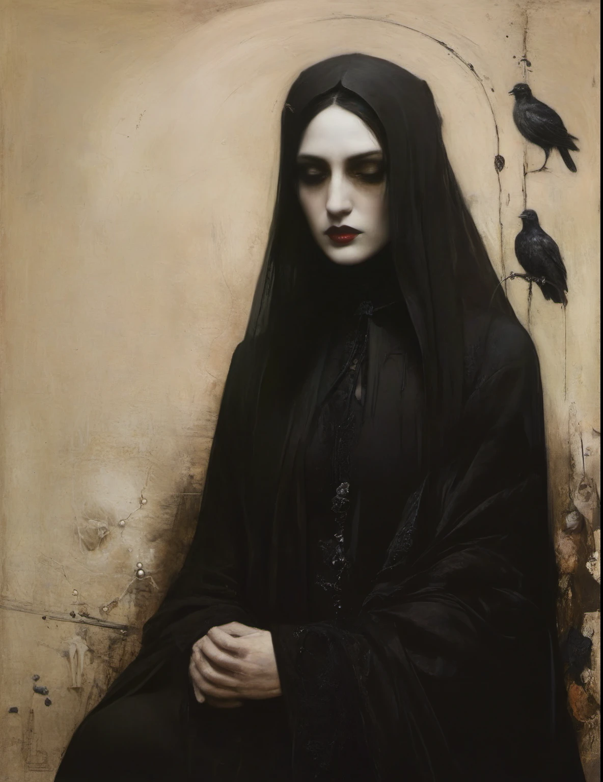 James Gurney, Surrealist art , dream-like, Mysterious, Provocative, symbolic, Complex, detailed,, (Gothic but very beautiful:1.4), (masterpiece, highest quality:1.4) , Nicola Samori Style,
