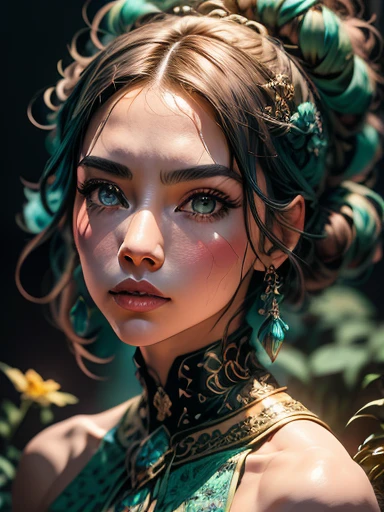 Kim Kardashian, melhor qualidade,16k,high resolution,Obra de arte:1.2),ultra-detalhado,realista,retrato, inteligente e confiante, Jaqueta azul,olhos detalhados, detailed lips,inteligente, na moda, parado em um jardim vibrante e bonito, soft lighting,folhas brisa,atmosfera serena,criatividade,harmonia,energia positiva,Feeling of tranquility,felicidade,artistic style,tons de azul e verde,pinceladas finas,meticulous attention to detail,professional illustration,exquisite rendering,cores vivas,vista perfeita,Perfectly balanced composition,efeitos de pintura hipnotizantes,obra de arte inspiradora