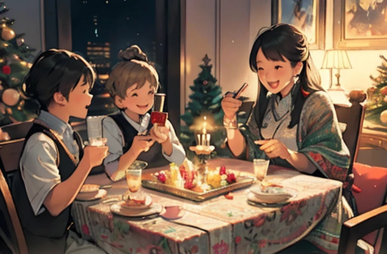 Masterpieces with up to 16K resolution:1.6), (Intricate details:1.4), (Very crazy details:1.4),(highest quality:1.3). | Realistic,gift,table,Decorations,wrapping ,ribbon,present,Holiday spirit,Vibrant colors,Warm lighting,Cozy atmosphere,toy,card,Joyful,celebration,Exquisite detail,An exciting surprise,光沢のあるDecorations,Sparkling,Beautifully packaged,Excited kids,Expectations,Fun moments,Great memories,Family Gatherings,Bright Face,abundance of present,High resolution,超High resolution,Studio Lighting,Ultra-fine painting,Sharp focus,Physically Based Rendering,Professional,Vibrant colors,Bokeh.