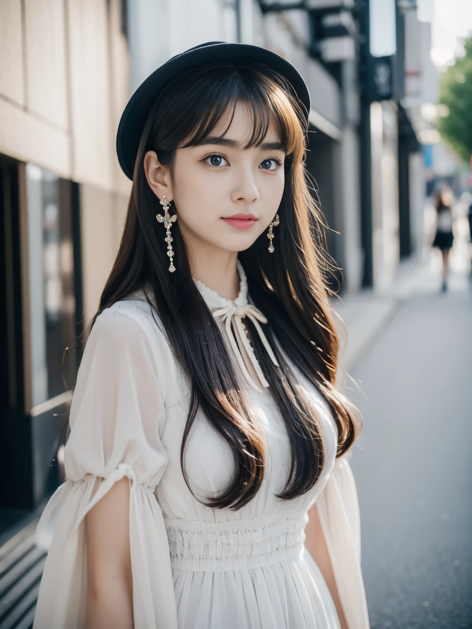 (32K,very high res, high detailing, highly accurate, masutepiece、girl1:1.5),Raw photo & realistic atmosphere,beautiful dark blue eyes,Detailed mouth,Glossy lips,Detailed eyebrows,Eyes drawn in detail with soft white skin that shines in every detail、Very beautiful eyes with azure eyes,Detailed lips、Very beautiful face,Very well-formed face、Lifelike face,shiny beautiful lips,Beautiful eyebrows,Infinite reality,Best design,(Insanely cute Japan 15-year-old beautiful girl,Beautiful thighs,Ideal legs,Beautifully shaped breasts,Very cute beautiful girl,Little Girl:1.4),Best Natural Makeup,Japanese ido,Korean Idols,Young sensual idol,Moist eyes,Beautiful eyes that sparkle,Beautiful butt,beauty legs,,camel's foot,:1.2),超A high resolution、The face of a masterpiece with high detail,Natural and realistic face,Back lighting,Pure eyes are too cute,Reality Live Action,(Earrings that look good in Lolita fashion,,a necklace,hair adornments,Head dress,Lolita hat:1.5),Glossy nail art,Blonde medium permed hair:1.4),(Very beautiful blue-based Lolita fashion with high detail high definition,High Detail High Definition Beautiful Blue Base Modern Lolita,a miniskirt,Show full-body fashion:1.6),Looks Back,On the streets of Harajuku,Gentle smile