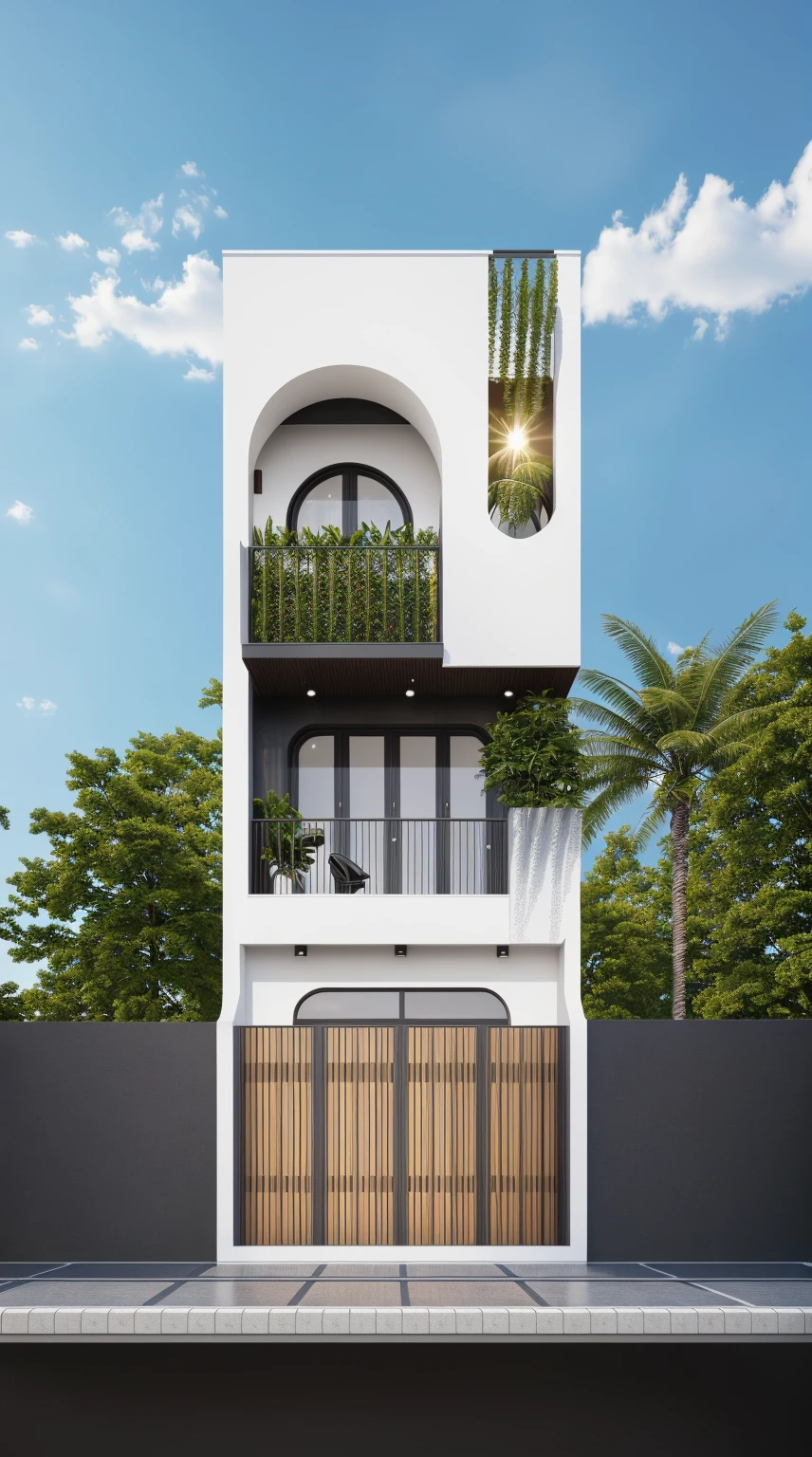 PLATFORM KTHOUSE, 1 morden villa, slope roof, main material of villa about build color wall:1.2 glass panel:1.1 and stone:1.2, 1large yard, 1 road runs in front of the house, (RAW photo, real, best quality, masterpiece:1.2), look morden minimalist, 1 road in front of the house, dynamic lighting:1.3, (hyper realistic, photo-realistic:1.2), high quality, (dark lighting:1.2), perfect lighting, archdaily, no human, light at 12 noon, light in door:1.2