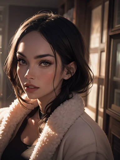 {Megan Fox}, melhor qualidade,16k,high resolution,Obra de arte:1.2),ultra-detalhado,realista,retrato, inteligente e confiante, corpo inteiro, Fuzzy pink wool coat,olhos detalhados, detailed lips,inteligente, na moda, soft lighting, brisa, atmosfera serena,criatividade,harmonia,energia positiva,Feeling of tranquility,felicidade,artistic style,meticulous attention to detail,professional illustration,exquisite rendering,cores vivas,vista perfeita,Perfectly balanced composition,efeitos de pintura hipnotizantes,obra de arte inspiradora
