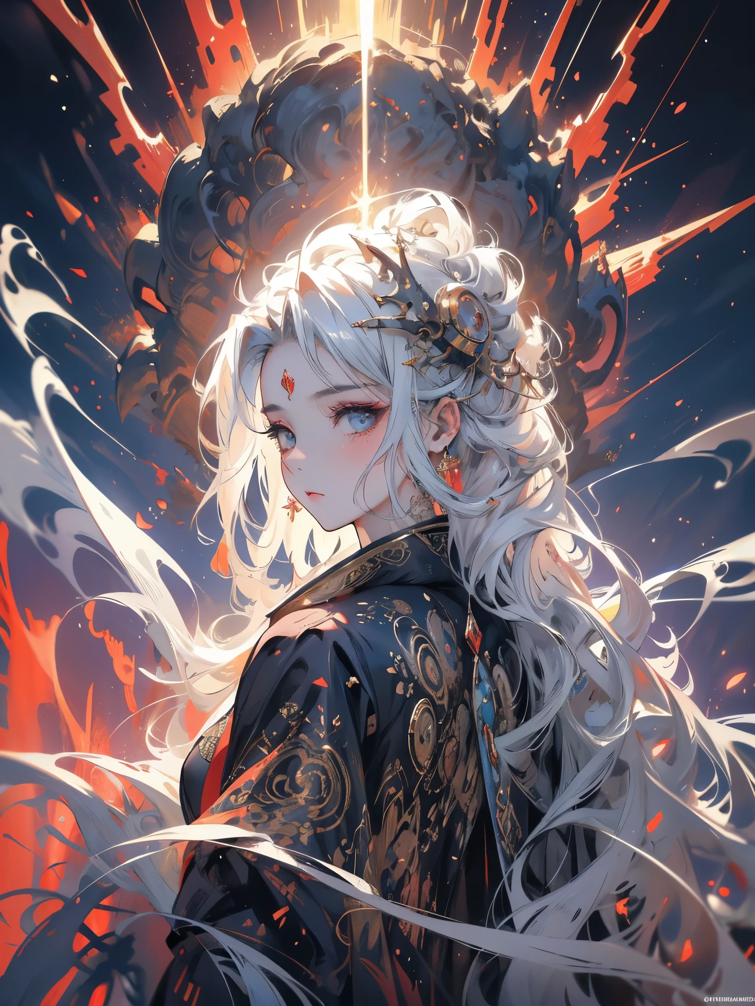 poRtRait, linda mulher, wHite HaiR, oRnate dRess, (long HaiR in waves like smoke):0.85 , confident expRession, detalhado, 16k, SF, intRicate aRtwoRk masteRpiece, sinistro, matte painting movie posteR, golden Ratio, tRending on cgsociety, intRicate, epic, tRending on aRtstation, by aRtgeRm, H. R. gigeR and beksinski, HigHly detalhado, vibRant, pRoduction cinematic cHaRacteR RendeR, ultRa HigH quality model:1