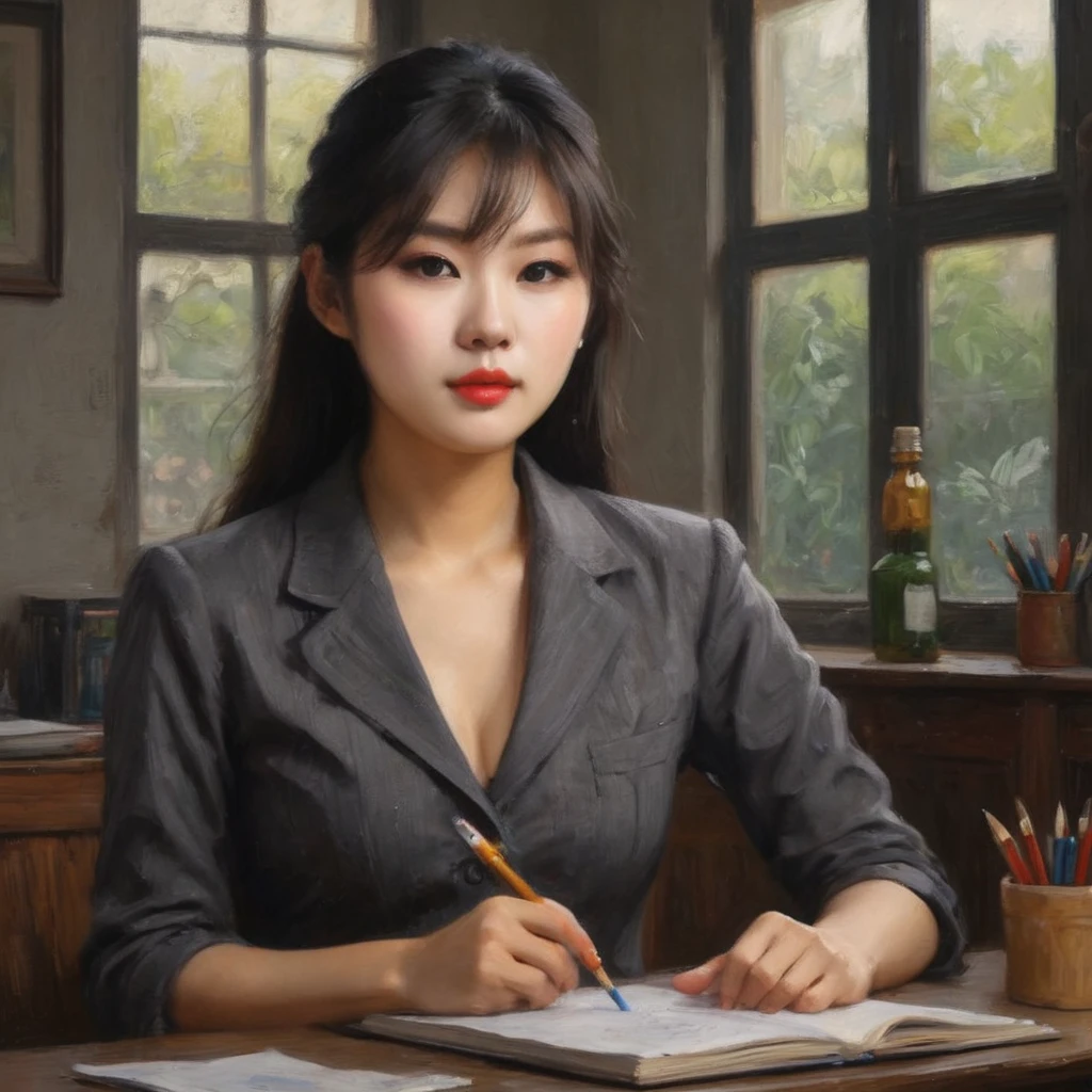 (a stunning pretty asian substitute teacher, 20 years old, ample bust, full butt, dressed in alluring skimpy club (almost unclad) fashion, fishnets, hung over, embarrassed), trying to teach math class, a packed classroom, students are heckling her, detailed face, beautiful detailed eyes, beautiful detailed lips, extremely detailed eyes and face, long eyelashes, realistic, photorealistic, ultra-detailed, 8k, high quality, masterpiece, oil painting, chiaroscuro lighting, dramatic colors, cinematic
