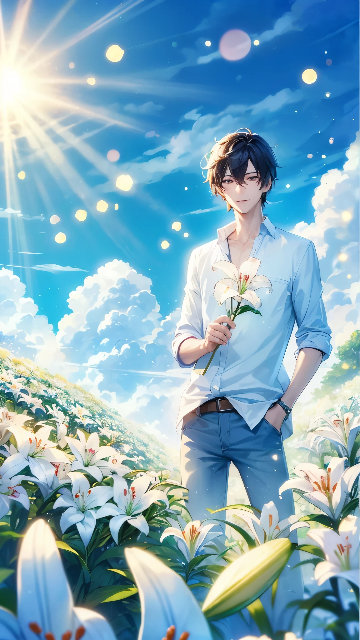 a handsome guy、Serious expression、Cool and beautiful face、Highly Detailed CG Unity 8K Wallpaper, (super masterpiece, Beautiful person, well detailed face polluted smile, It&#39;s photorealistic, Hyperrealistic)Cool and handsome face