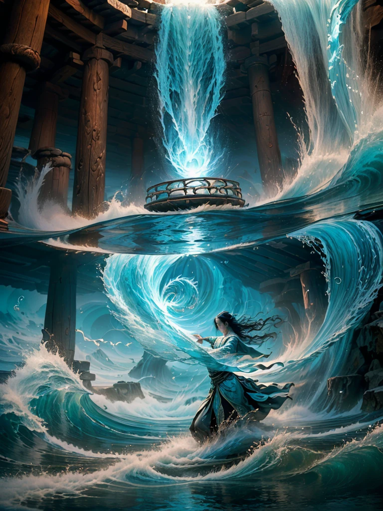 ((best quality)), ((masterpiece)), (detailed), (realistic), (official art), (extremely detailed CG unity 8k wallpaper), (water magic:1.2), (manipulating water:1.1), (elemental control:1.2), (graceful movements:1.1), (aquatic beauty:1.2), (mystical powers:1.2), (serene expression:1.1), (flowing tides:1.2), (sparkling droplets:1.2), (enchanted aura:1.1), (magical incantation:1.2), (rippling waves:1.2), (splendid water formations:1.1), (emerging from a water vortex:1.2), (resonating with nature:1.2), (commanding the elements:1.2), (translucent veil:1.1), (wisdom and power:1.2), (whirlpool of enchantment:1.2), (glowing water glyphs:1.1), (harmony with the sea:1.2), (mysterious origins:1.2), (harmonious balance:1.1), (serene strength:1.2), (spellbinding spectacle:1.2), (immersing in liquid magic:1.1), gorgeous woman [Elizabeth II:Maude Adams:0.45] (embracing her destiny:1.2)