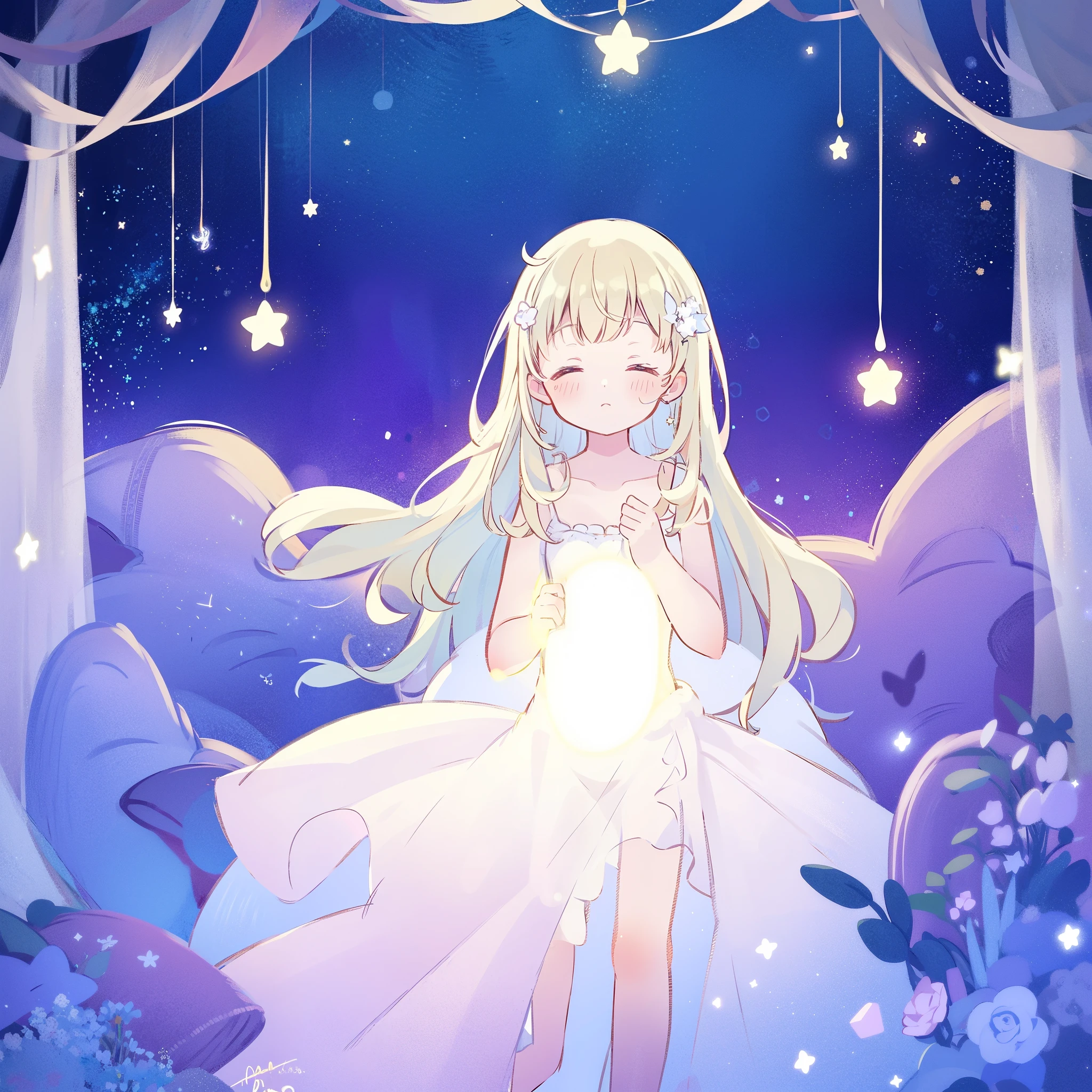 complex background, wishing star background, a woman wearing an ethereal mystical pink translucent dress that reflects the stars, dreamy, peaceful, serene composition, glowing stars, glowing, perfume promo art, mystic, complex drawing, highly detailed, Covergirl brand, promo art, artistic rendition, ethereal, starry night, midjourney style