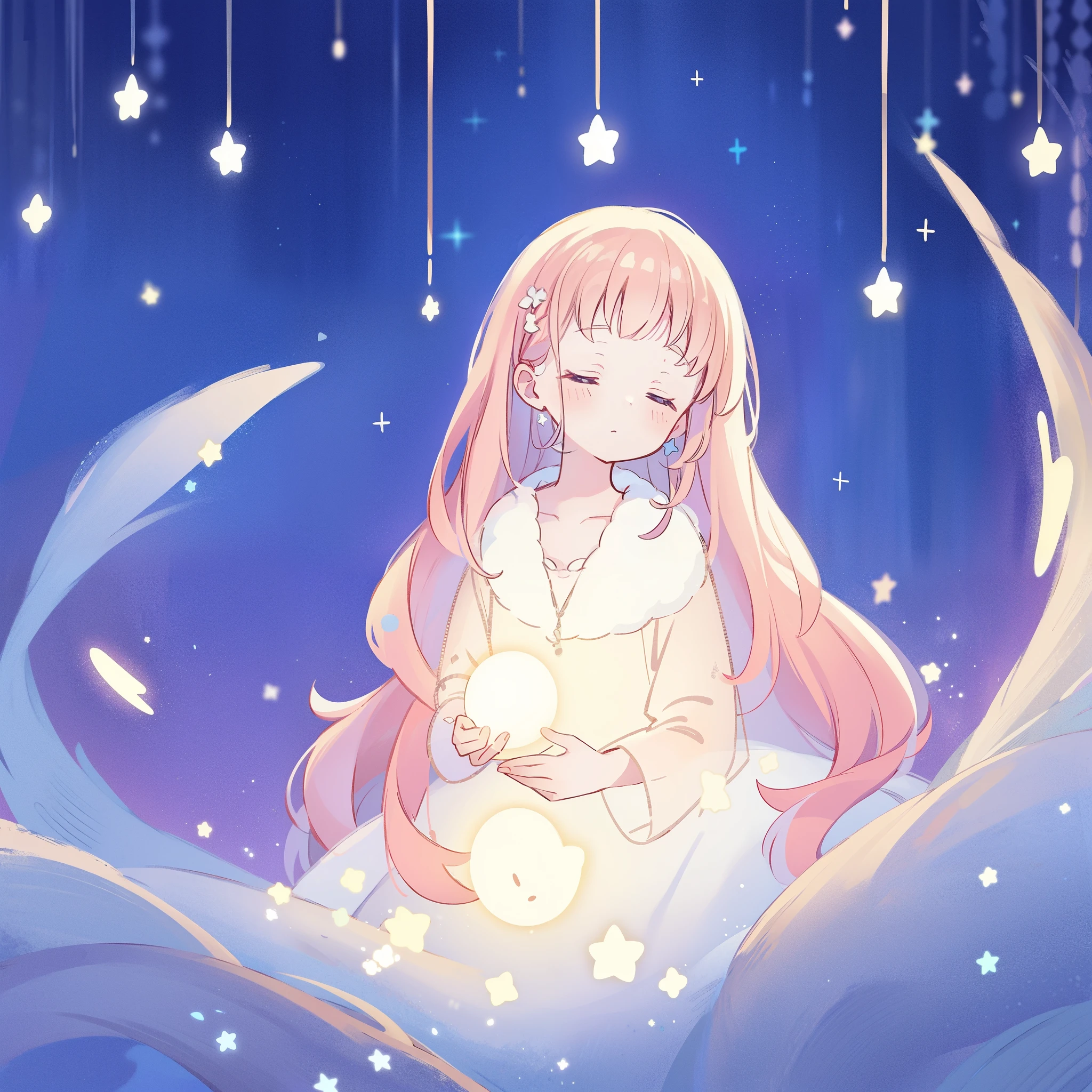 complex background, wishing star background, a woman wearing an ethereal mystical pink translucent dress that reflects the stars, dreamy, peaceful, serene composition, glowing stars, glowing, perfume promo art, mystic, complex drawing, highly detailed, Covergirl brand, promo art, artistic rendition, ethereal, starry night, midjourney style
