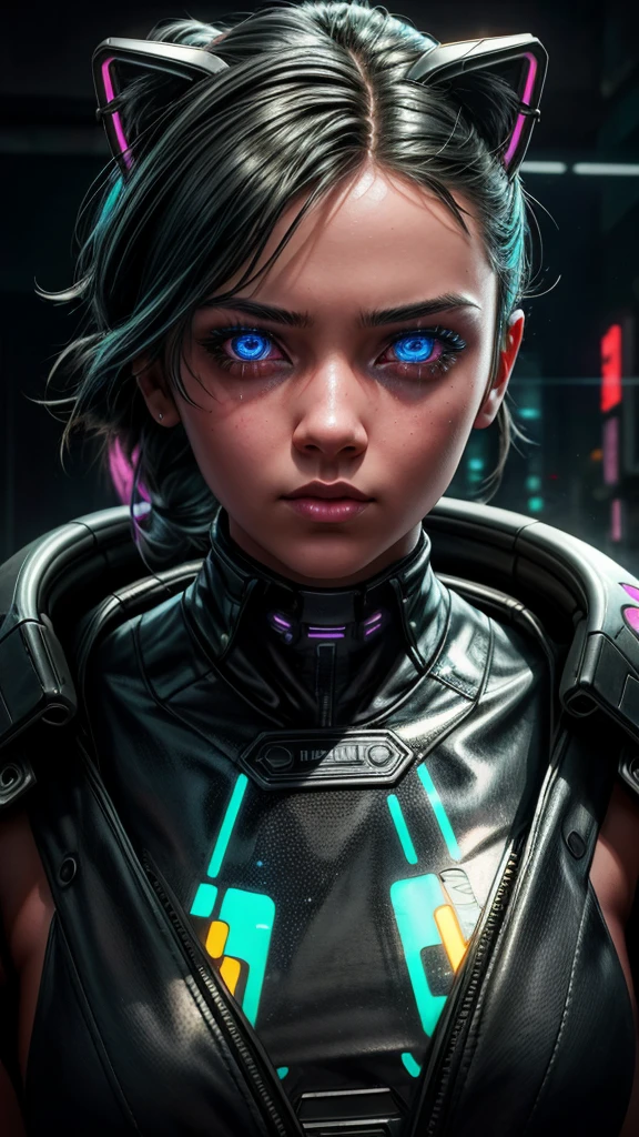 a young girl, liquid-metal dog, cyberpunk, neon colors, dramatic lighting, highly detailed, 8k, photorealistic, cinematic composition, moody atmosphere, intricate details, metallic textures, futuristic, glowing eyes, dynamic pose, science fiction, masterpiece, award-winning, ultra-realistic, hyper-detailed