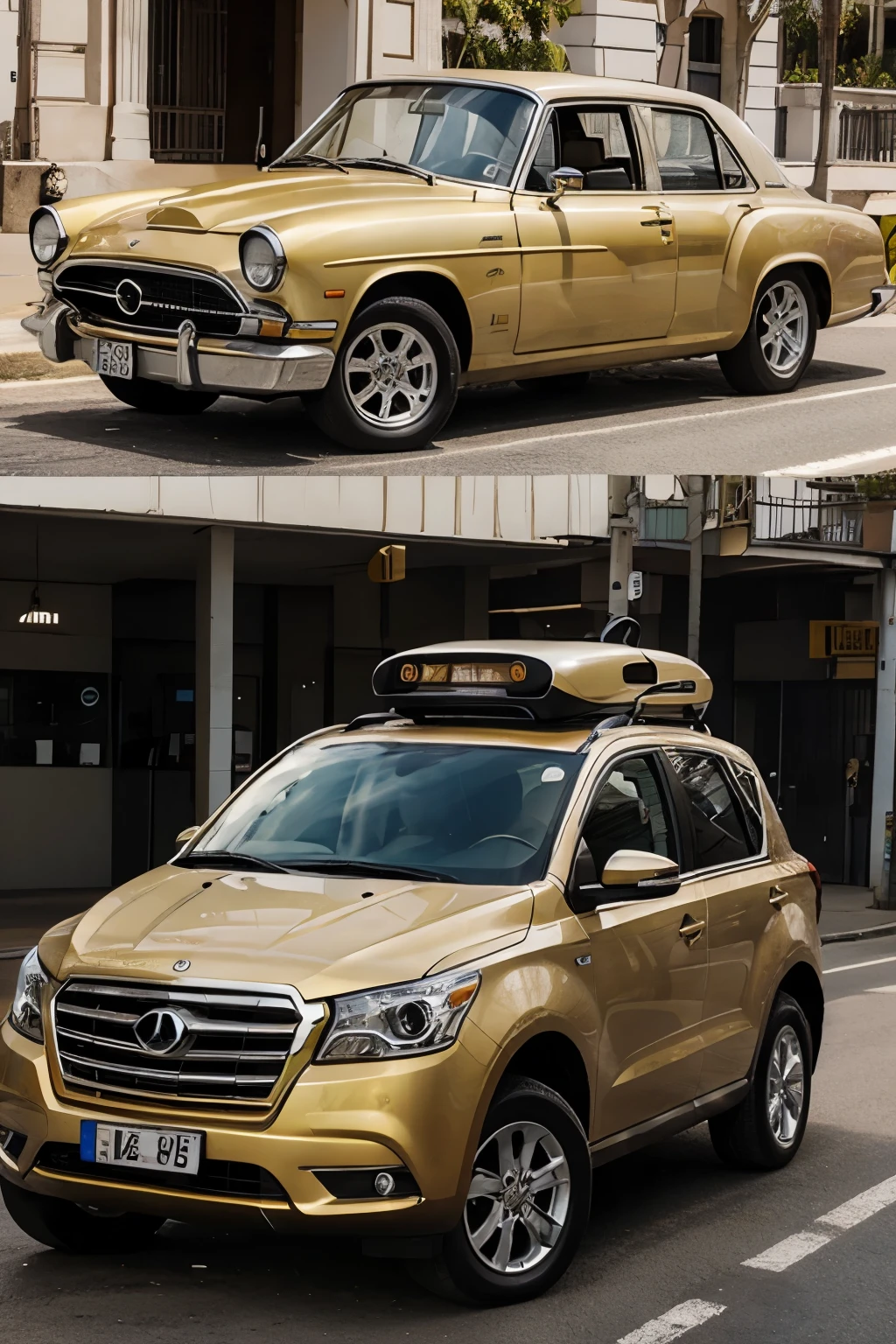 Um carro dourado atual