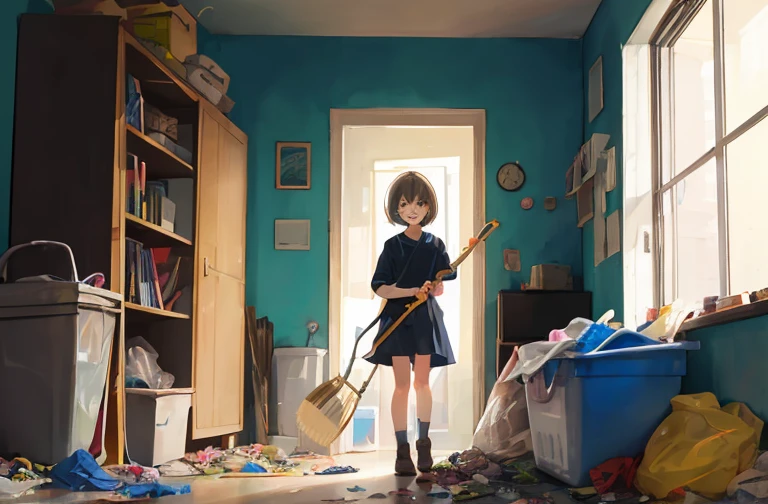 Thteeth illustration teeth、Cute girl standing in a room full of trash、It depicts a moment of rage at the situation.。she、Holding cleaning tools in teethぁnd、その目teeth怒りに燃えている。among them、Old magazines、leftovers、Lots of unused home appliances。 but、The most notable teeth、she gives off「The last mysterious high-energy object」teeth。Thteeth energy body teeth、sheの体から解放された、Has the power to erase garbage in a room in an instant。teethぁ、emit a pale light、Tteethぁt light teeth in the corner of the room々It teethぁs been delivered to。 Thteeth moment、ゴミteeth燃え尽きる、Clean your room in an instant。 and、At its heart teeth、Anger subsides、A girl with a satteethfied expression teeth standing。