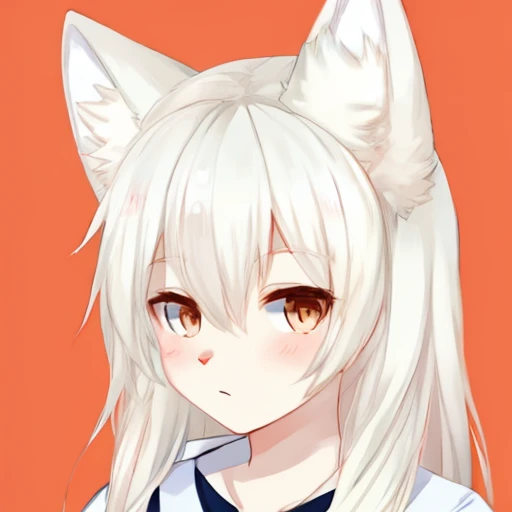 Cute teenager，White fox ears，Humanity