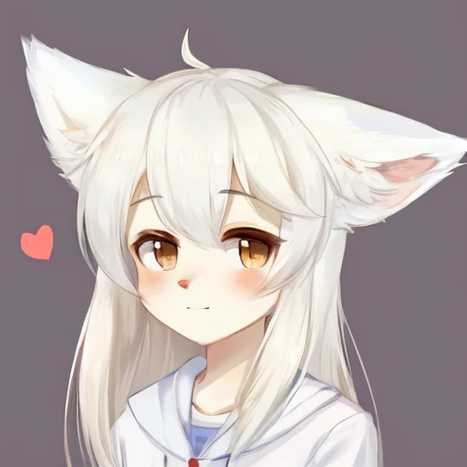 Cute teenager，White fox ears，Humanity