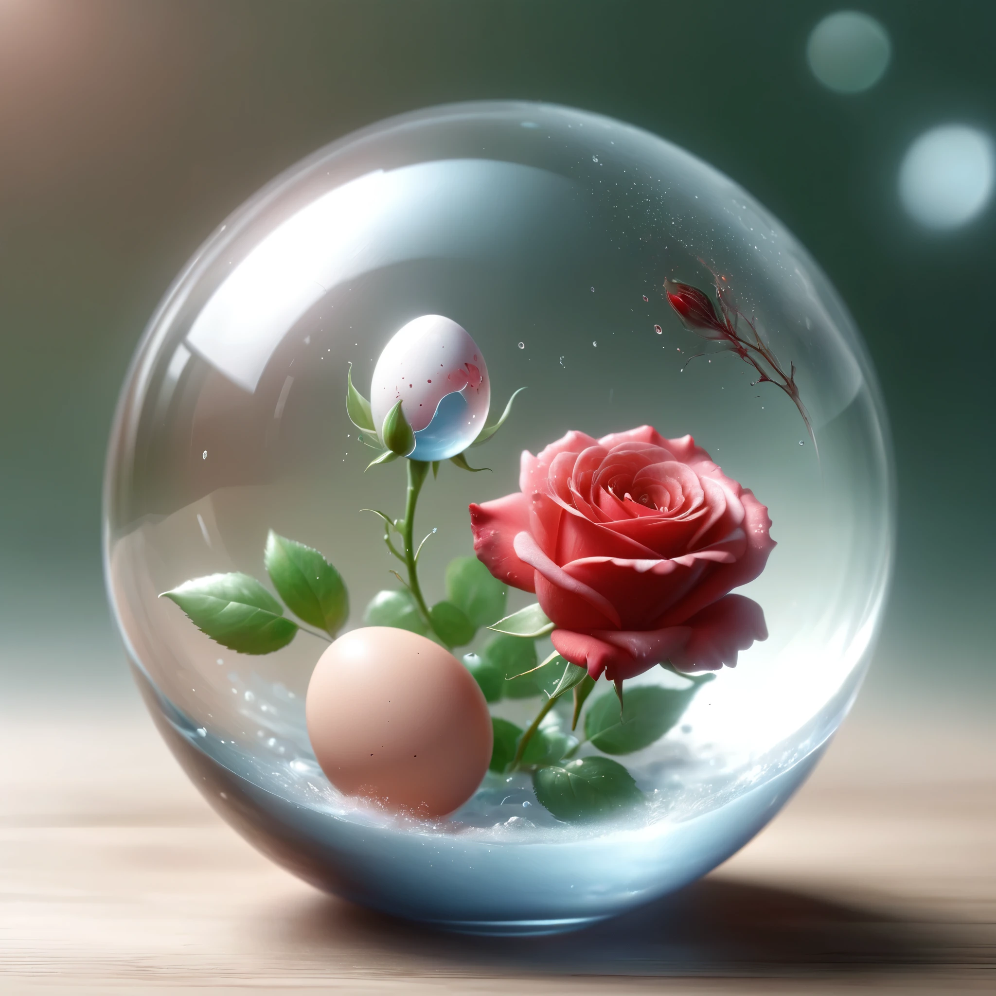 a glass vase with a flower inside of it, 2. 5 d cgi anime fantasy artwork, translucent sphere, red rose, an egg, photo 3d, love, that we would see in the essoldo, shiny reflective surfaces, soap carving, dribbble, easter, breathtaking digital art, lorem ipsum dolor sit amet, by Gerard Houckgeest