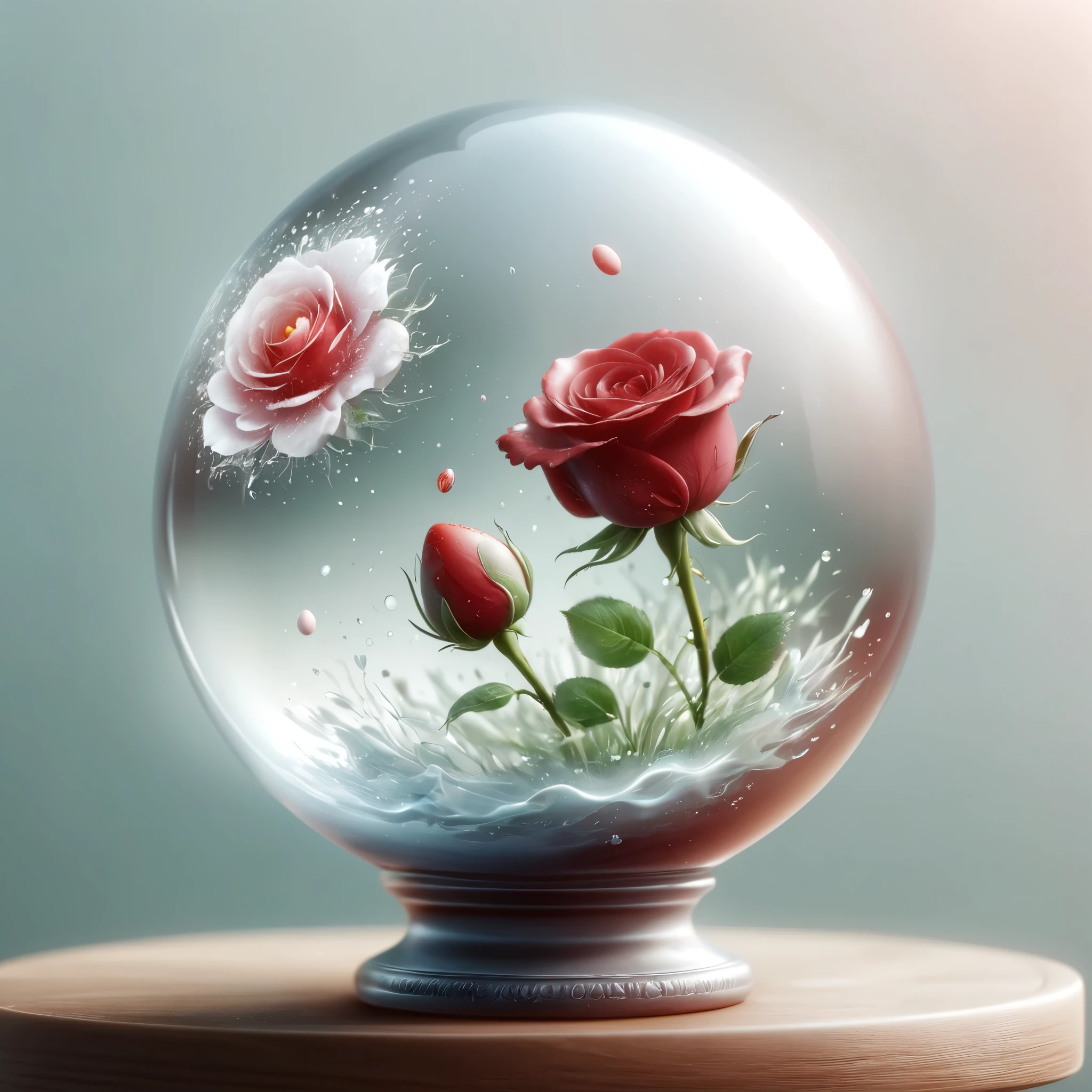 a glass vase with a flower inside of it, 2. 5 d cgi anime fantasy artwork, translucent sphere, red rose, an egg, photo 3d, love, that we would see in the essoldo, shiny reflective surfaces, soap carving, dribbble, easter, breathtaking digital art, lorem ipsum dolor sit amet, by Gerard Houckgeest