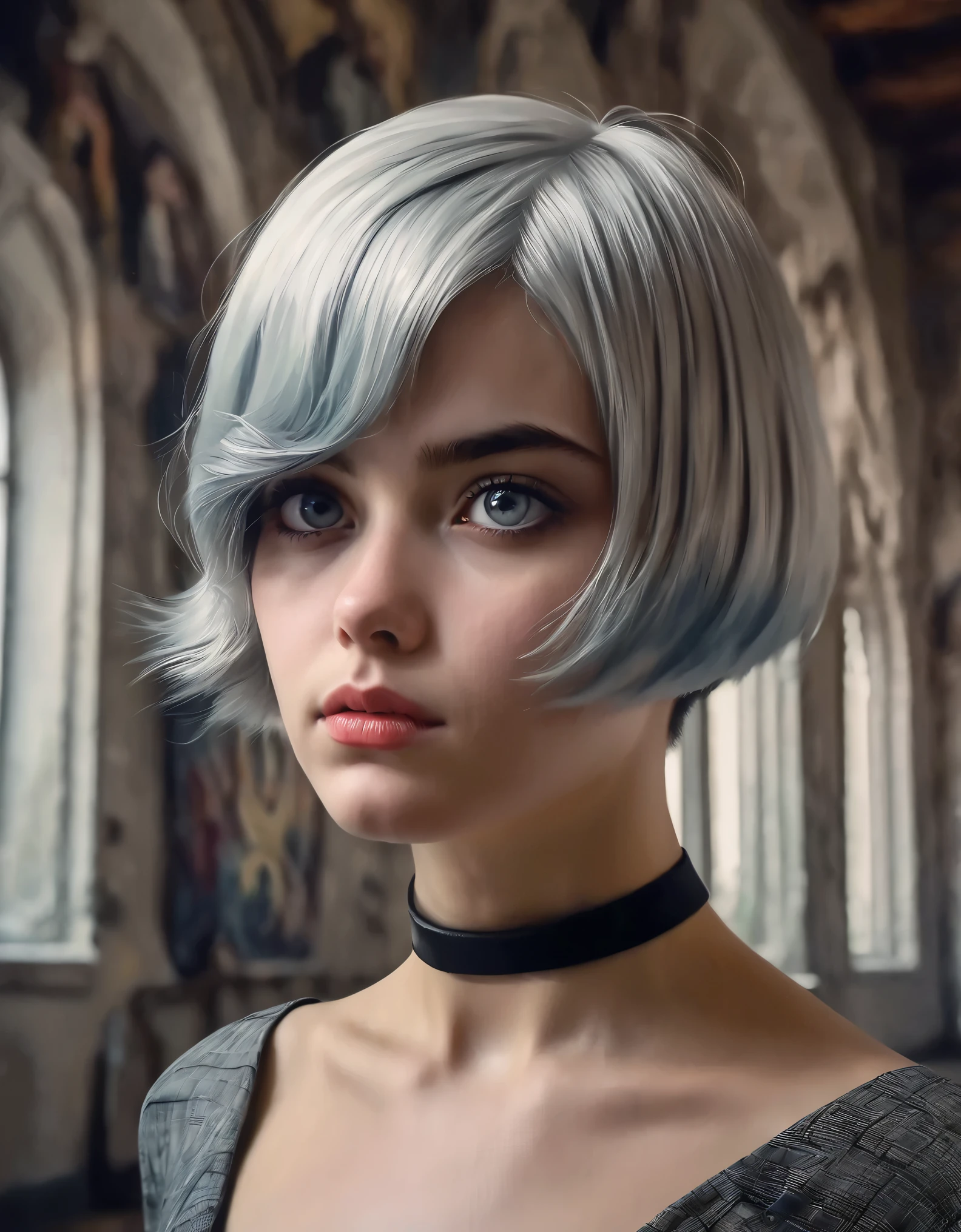 (best quality, art piece, highres,masterpiece:1.2), 1 female, 20 years old, short hair, Surrealism, sensual and alluring