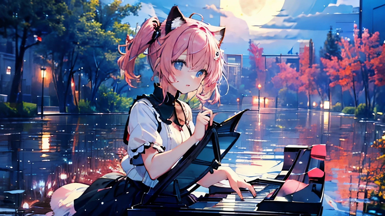 I want you to picture a scene of a girl playing the piano alone with the moon and stars in the sky. Anime, pink hair, cat ears. That's her charm.