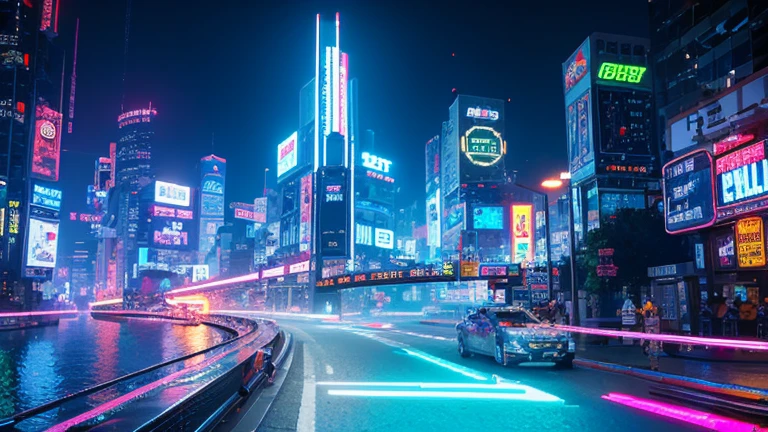 Pixel Games,Set design,Fantastic scene,Cyberpunk Style,Neon color,High saturation,Space City,Lots of signs,temporarily stopped, Pixel art #Pixel art