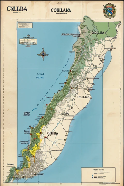 Design a map of Colombia with the special customs regime areas and what their specific characteristics are..