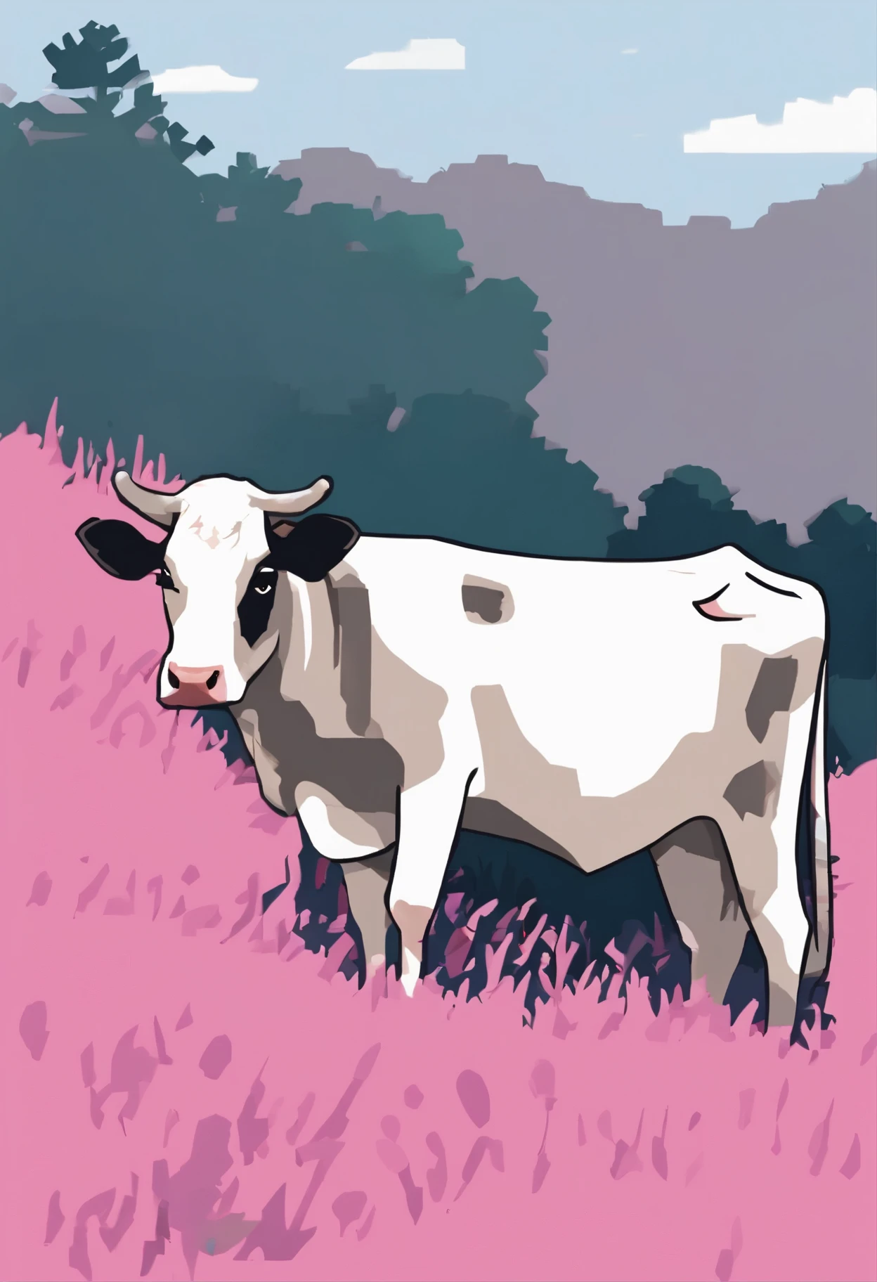 Kasuga，dairy cow，Pixel，Pink grassland