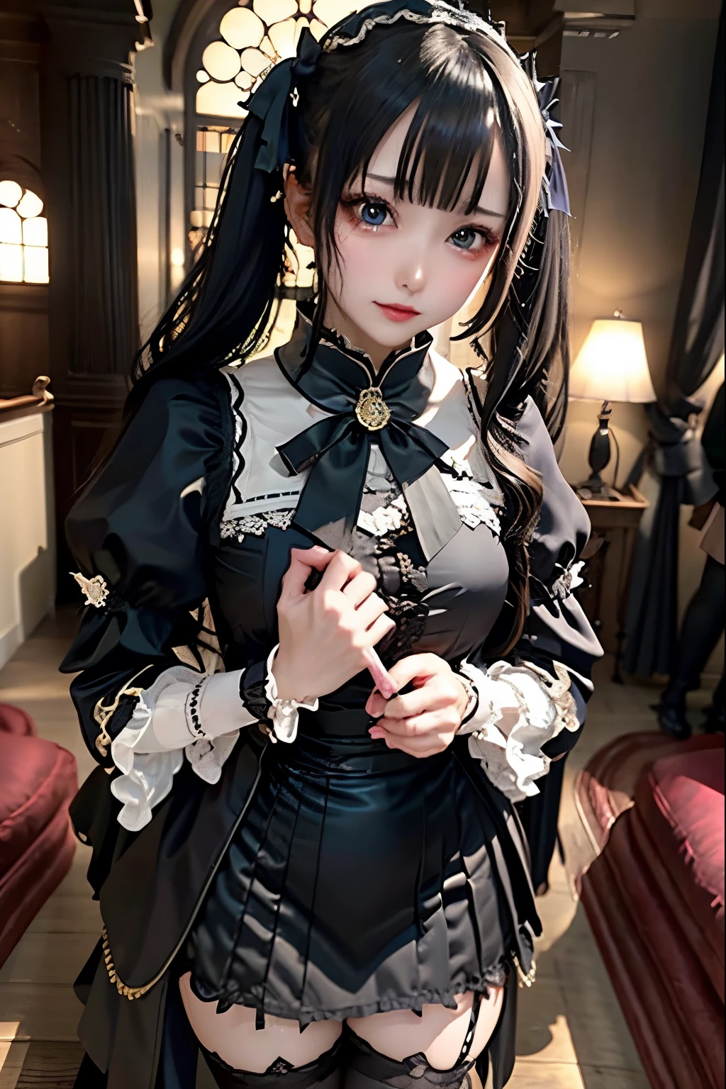 ハードDark Gothicメイク、Deep Night Sky、Horror、Black dark eyeshadow、cry、sad、Good skin radiance、Dark Gothicメイク、Dark smile、palace、The beauty of fragrance、24-years-old、Expressions of intense sexual pleasure、Embarrassed look、Dark Gothic、Obscene language、highest quality、Drunk face、紫のMaid clothes、Mysterious、Noble、sexy、Loving smile、Twin tail hair、Right blue eye, Left eye is red、Platform Heel Shoes、Heavy makeup、Gothic Lolita Clothing、A little slimmer、Silver Hair、Long Hair Straight Hair、Cute Gothic Lolita Dress、Beautiful Face、elegant features、Fascinating face、Stained glassが背景、Chest glistening with sweat、The room is dark、gothic long dress、Bell Sleeves、Wizard Sleeve、Decadent look、Sexually excited expression、Glossy thighs wet with water、Thighs that are wet and shiny with oil、Background of a room full of roses、sad表情、The embroidery is pink、The dress has pink embroidery、Thigh-high socks、Knee-high socks、Gentle expression、Dark black eyeshadow、Stained glassと薔薇背景、Female Duo、Female couple、dark church background、Stained glass、Black metal world、Dark Castle、Dark Room、Slender body、upright、walk、Are standing、gothic long dresaid clothes、Victorian dresses、Her thighs glisten with sweat、My body is wet and shiny、Lots of glitter on the thighs、sweating、My thighs are sticky from sweating、Sweat glistens on the thighs, The whole body is sweaty and shiny、Quite sweaty、My thighs are sweaty、My thighs are so wet、My thighs are shining with sweat、A lot of sweat glistens all over the body、The thighs are the best、Thighs are glamorous、Small breasts、Playing guitar、Singing while playing the guitar、les paul guitar、Holding a guitar、Playing in a band、Playing guitar chords、Practicing guitar、Mike stand、Embodying the guitar、Decorate your guitar、