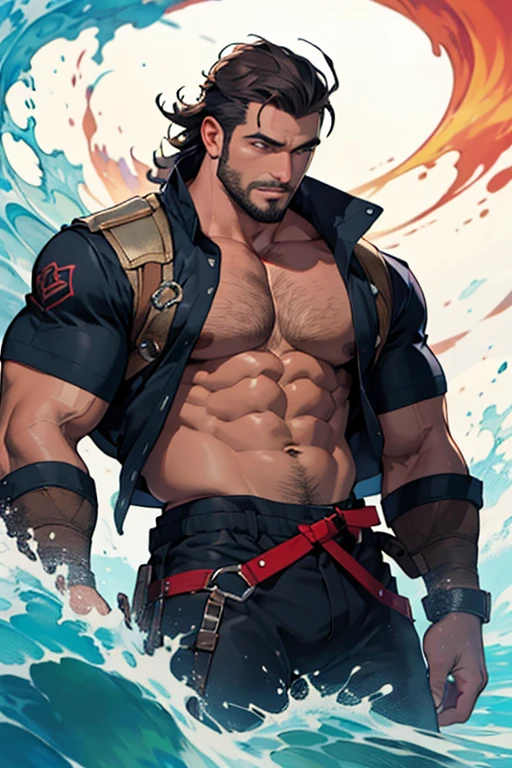 ((melhor qualidade)), um homem loiro com uma barba loira, alto e forto