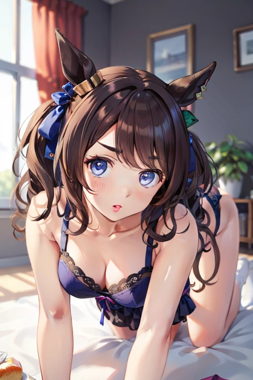 tosen jordan \(umamusume\), lingerie, all fours
