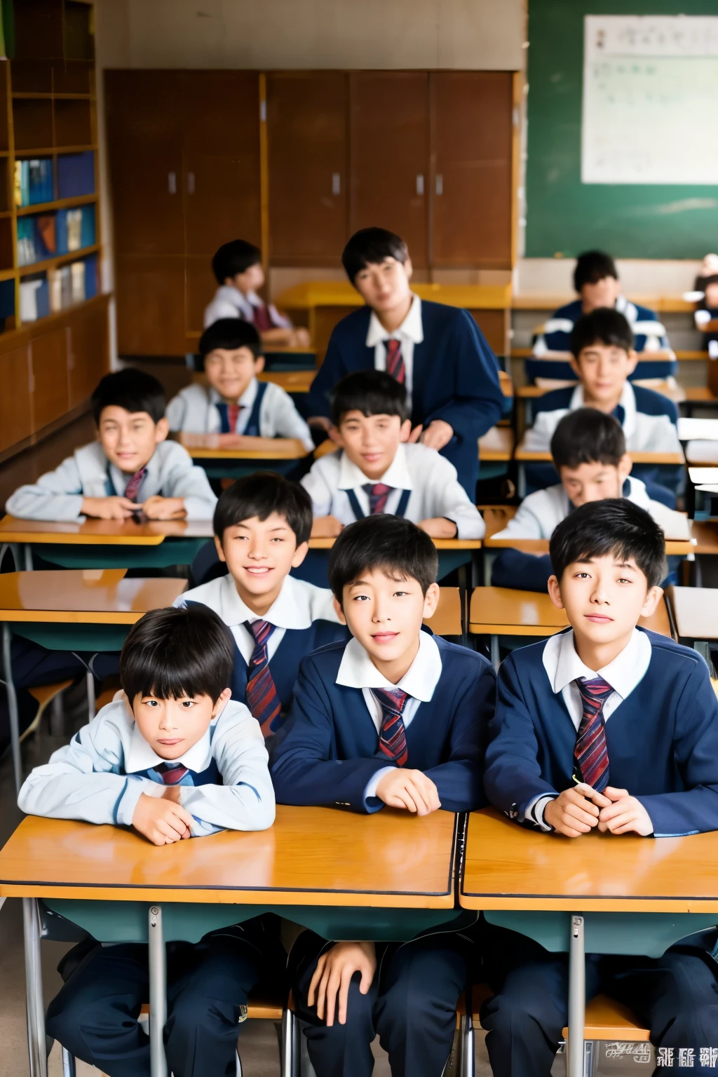 Boys high school classroom、The students are sitting and taking classes　RAW Photos　Genuine　Genuine　Real Stick　High resolution　Genuine life　No copyright notice