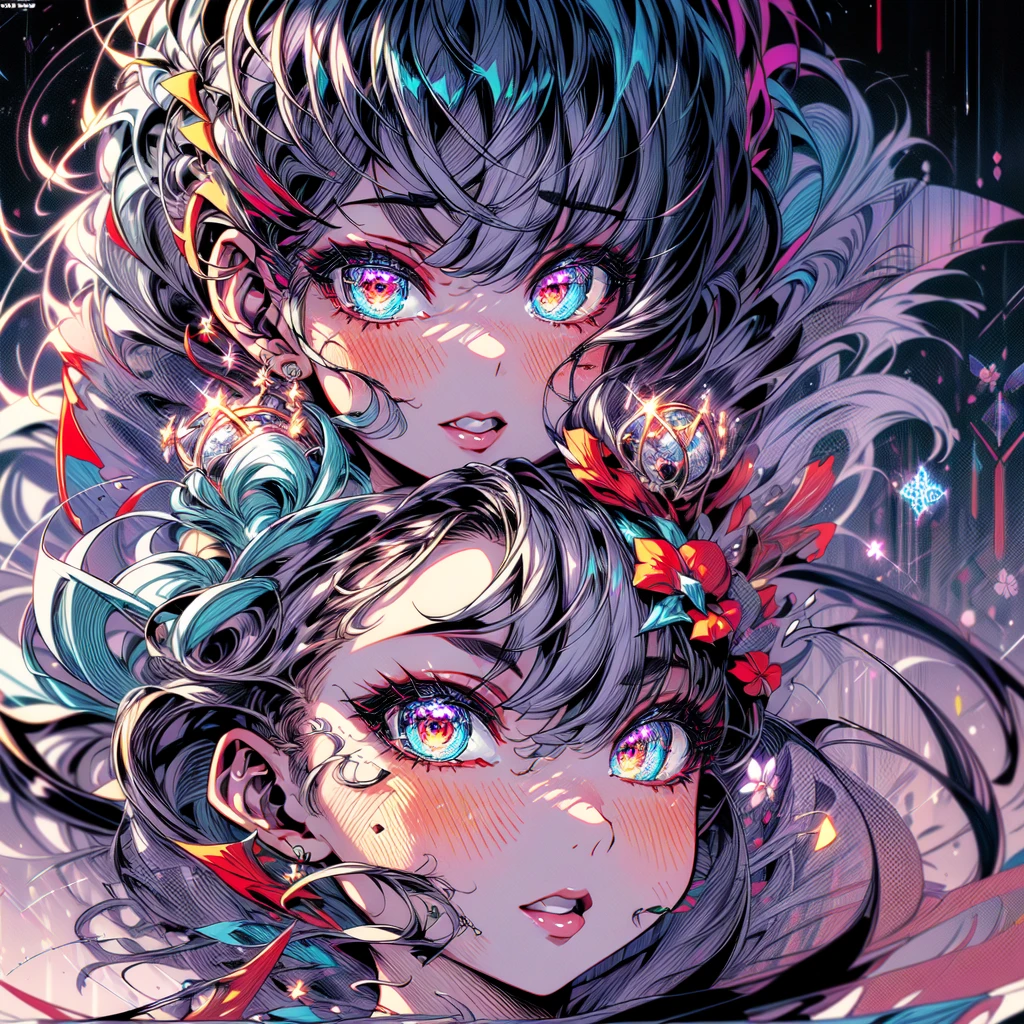 Right 1、(masterpiece、premium、premium、Official Art、Beautiful and aesthetic:1.2)、(1 girl)、Very detailed、(Fractal Art:1.3)、flashy、More detailed、Beautiful expression、Awesome Wallpapers、Detail lighting、Snowflake