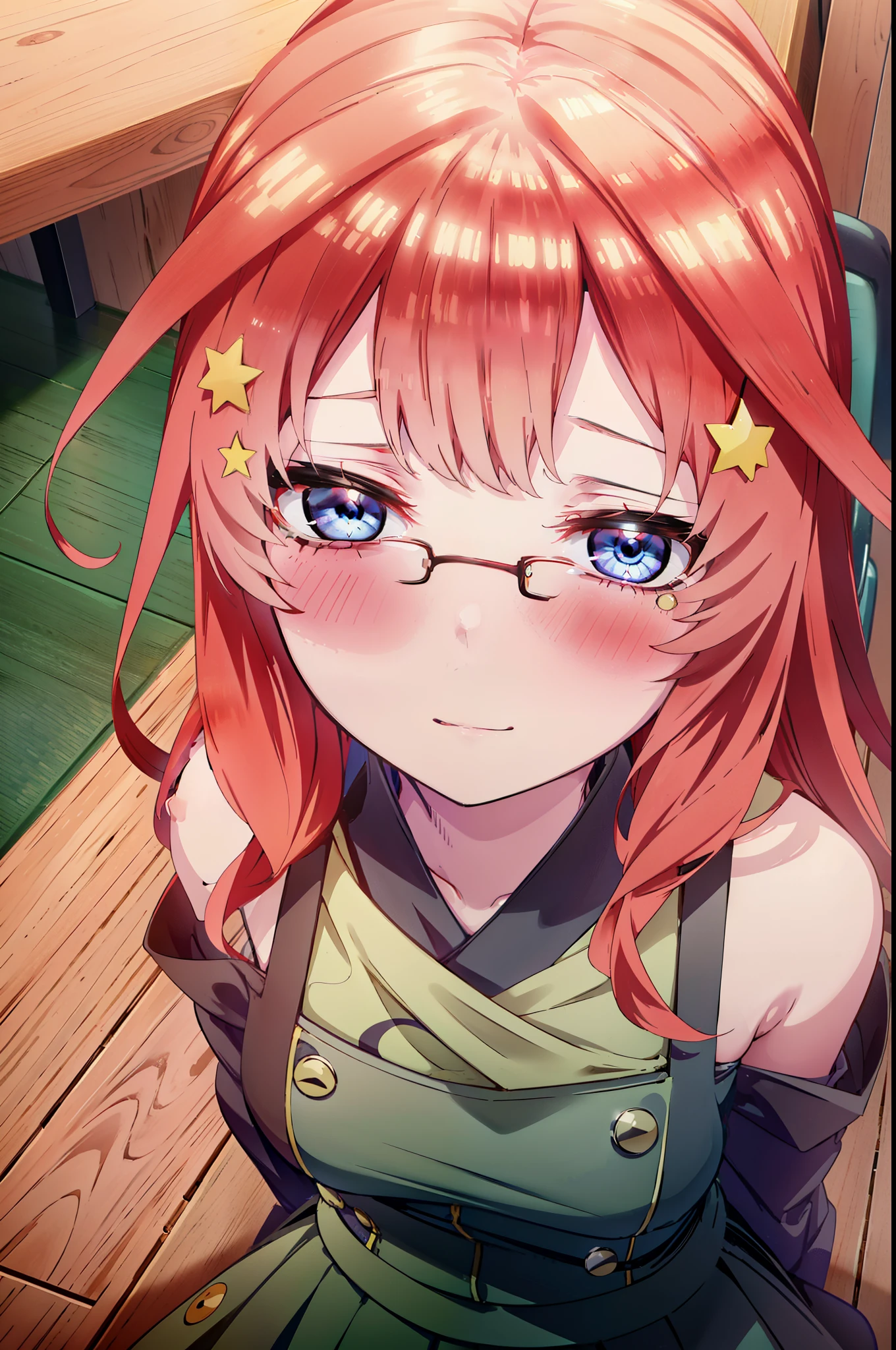 (Tabletop:1.0), (highest quality:1.4), (High resolution:1.2), From the side,Sharp contours,  boyish, highest quality, masterpiece,Glasses,Voice of the Heart,20-year-old woman,yandere,Big Breasts,Chest to chest,Lying face down,Upper Body,Ecstasy,blush,Squint your eyes,Heterochromia iridis