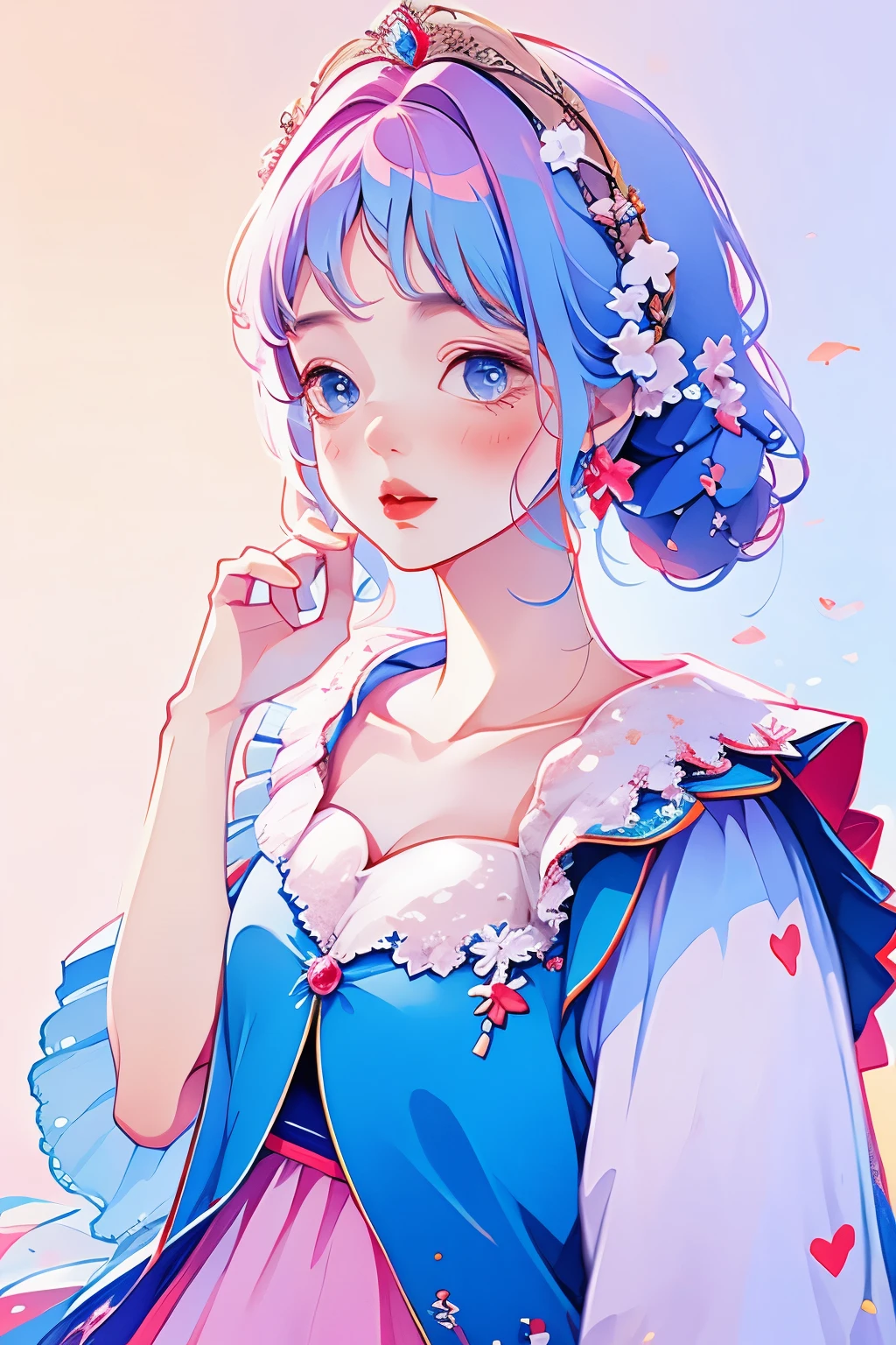 color,1 Girl, Cute dress,White princess dress