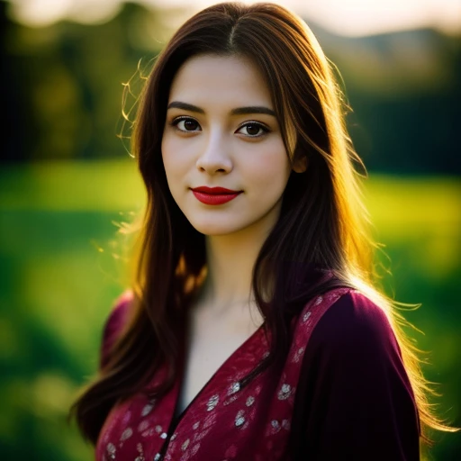 8K images, Shot with a high quality Fuji 45 camera..,000,Raw Photos 45,000,000 pixels,Warm light,) best quality, Masterpiece:1.2), (realistic, photo-realistic:1.37), very detailed,
1 woman,cute, Dark makeup, beauty salon ,) Actions in various postures, alone, red flower, Among nature and in the countryside ,) Beautifully detailed sky,at night, Chest 34 inches", charming smile, wide aperture, Warm light, professional lighting, Sony A7R4, 50 mm sitting lens. ,Beautifully detailed eyes,(Bright red patterned t-shirt, Long hair floats up:1.2),floating hair