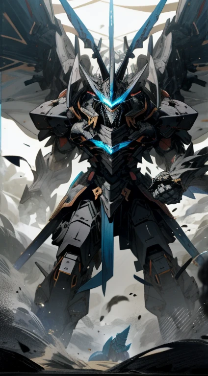 White and negro mechs, Dragon Helmet, Armas de garra, garras gigantes, Ataque, Blue, Armada, detalle extremadamente alto, negro, bestia, animal, mito, oscuro, cavalier, aplastar, 4 patas,