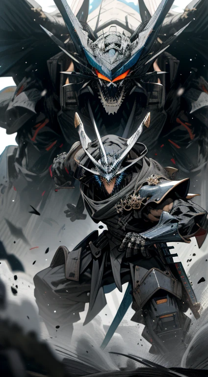 White and negro mechs, Dragon Helmet, Armas de garra, garras gigantes, Ataque, Blue, Armada, detalle extremadamente alto, negro, bestia, animal, mito, oscuro, cavalier, aplastar, 4 patas,